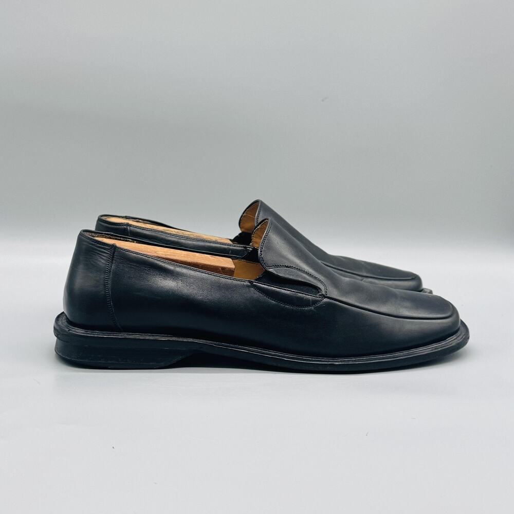 Mezlan Shoes Men 8.5 Black Leather Asti Slip On Loafers Apron Toe Casual Vintage